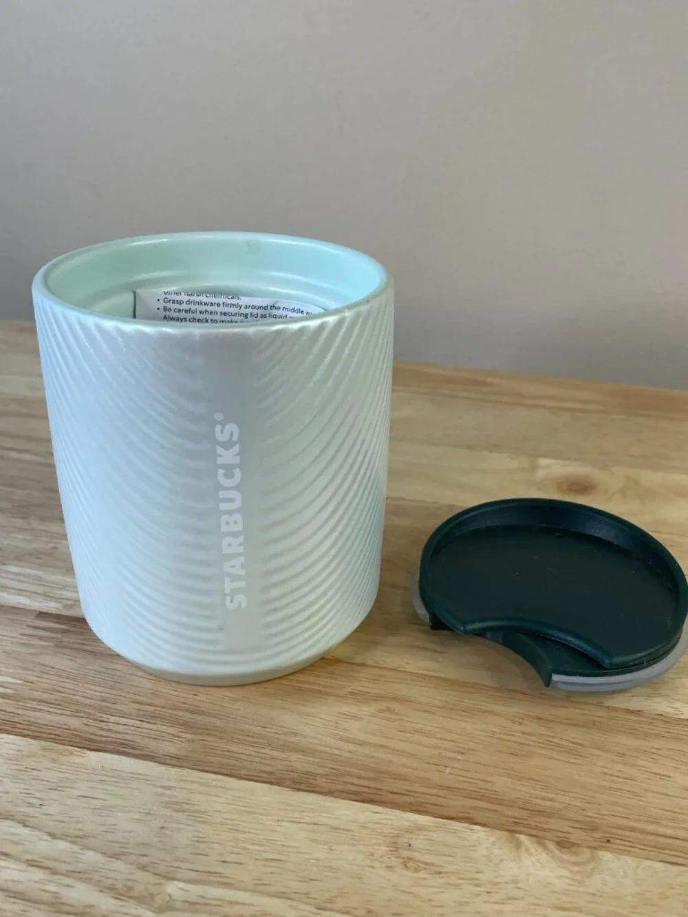 Starbucks 2023 Mint Green Pearlescent Ribbed Ceramic Tumbler 8 oz NWT